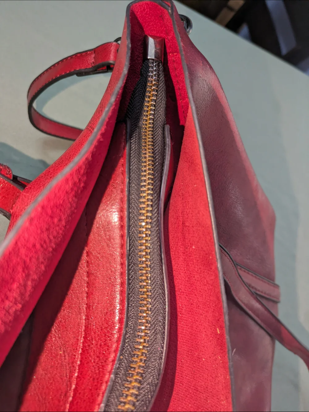 Classic Women's Soft Faux Leather Red Shoulder Tote